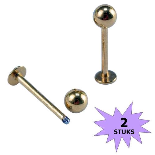 Fako Bijoux® - Labret Piercing - 4mm - Goudkleurig - 2 Stuks, Sieraden, Tassen en Uiterlijk, Piercings, Verzenden