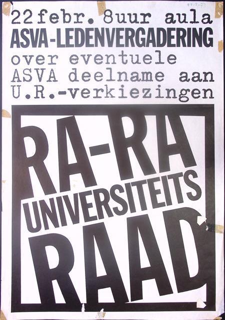 Ledenvergadering van de ASVA over verkiezingen op poster, Verzamelen, Posters, Nieuw, Overige onderwerpen, Met lijst, Verzenden