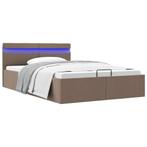 vidaXL Bedframe met hydraulische opslag en LED stof taupe, Verzenden, 140 cm, 200 cm, Stof