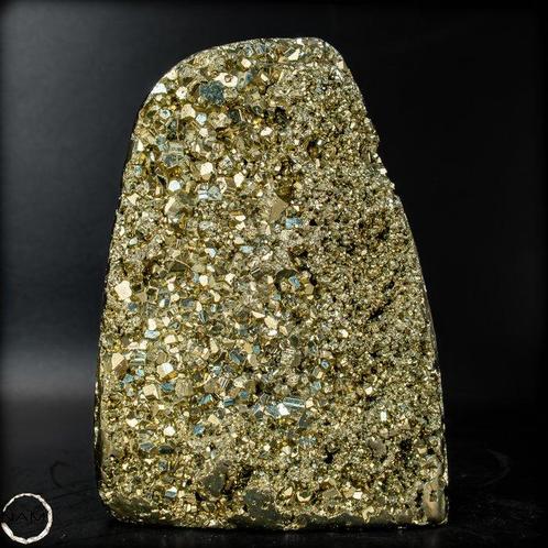 Goudens licht van de aarde – natuurlijke pyriet druse uit, Verzamelen, Mineralen en Fossielen