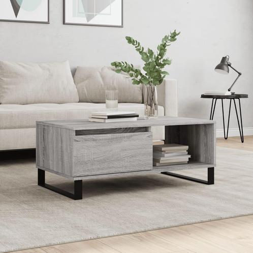vidaXL Salontafel 90x50x36,5 cm bewerkt hout grijs sonoma, Huis en Inrichting, Tafels | Salontafels, 50 tot 100 cm, Nieuw, Overige houtsoorten