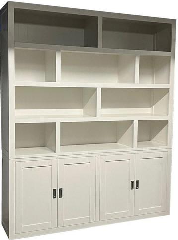 Witte vakkenkast ongelijke vakken 200 x 240cm beschikbaar voor biedingen