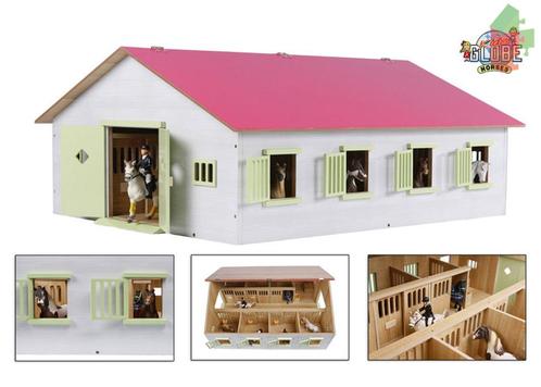 Kids Globe Houten Paardenstal Met 7 Boxen ( Roze) 1:24, Kinderen en Baby's, Speelgoed | Overig, Nieuw, Ophalen of Verzenden