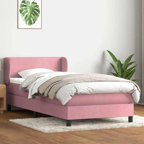 vidaXL Boxspring met matras fluweel roze 100x220 cm, Huis en Inrichting, Slaapkamer | Bedden, Nieuw, Stof, Eenpersoons, Verzenden