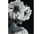 Schilderij Lady with flower in black and white - Acryclic, Huis en Inrichting, Woonaccessoires | Wanddecoraties, Ophalen of Verzenden