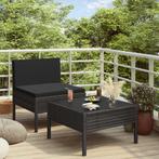 vidaXL 2-delige Loungeset met kussens poly rattan zwart, Verzenden, Nieuw, Rotan, Loungeset