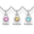 925 Zilveren geboorstesteen ketting, Sieraden, Tassen en Uiterlijk, Kettingen, Verzenden, Nieuw, Zilver