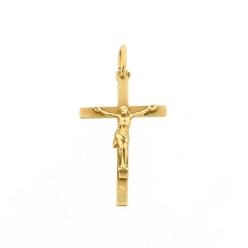 Gouden hanger van kruis met corpus (religieus, kruis hanger), Sieraden, Tassen en Uiterlijk, Bedels, Gebruikt, Overige merken