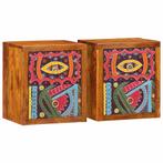 vidaXL Nachtkastje 2 pcs Bruin 35 x 30 x 40 cm Massief, Minder dan 45 cm, Verzenden, Nieuw, Minder dan 55 cm