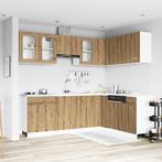 vidaXL 11-delige Keukenkastenset Lyon bewerkt hout, Huis en Inrichting, Keuken | Keukenelementen, Verzenden, Nieuw, Bruin