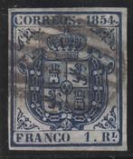 Spanje 1854 - Schild van Spanje. 1 koningsblauw,, Postzegels en Munten, Postzegels | Europa | Spanje, Gestempeld