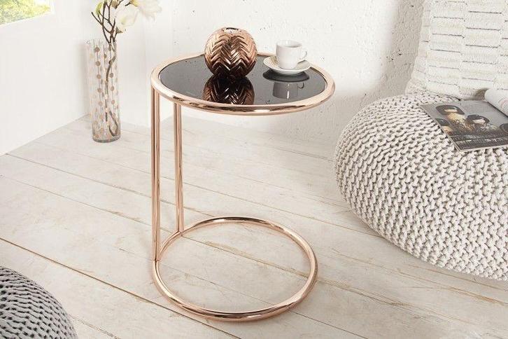 Design bijzettafel ART DECO 40cm koper verchroomd metaal, Huis en Inrichting, Tafels | Sidetables, Ophalen of Verzenden