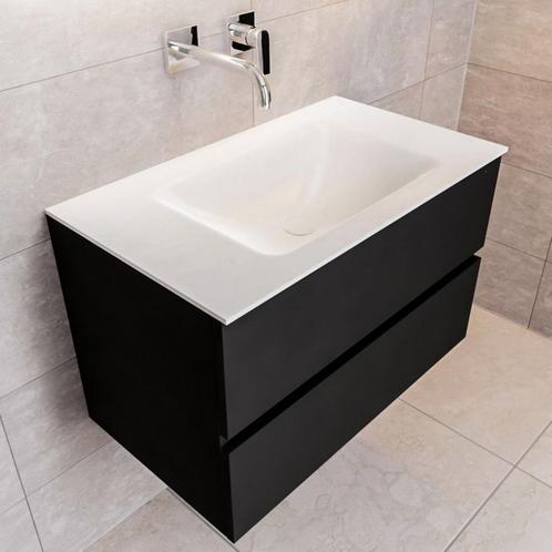 Badkamermeubel Solid Surface BWS Oslo 80x45 cm Mat Zwart, Doe-het-zelf en Verbouw, Sanitair, Bad, Nieuw, Ophalen of Verzenden
