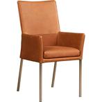 Leren eetkamerstoel Royal - Rancho Cognac (cognac) - Poten, Ophalen of Verzenden, Nieuw, Leer, Modern