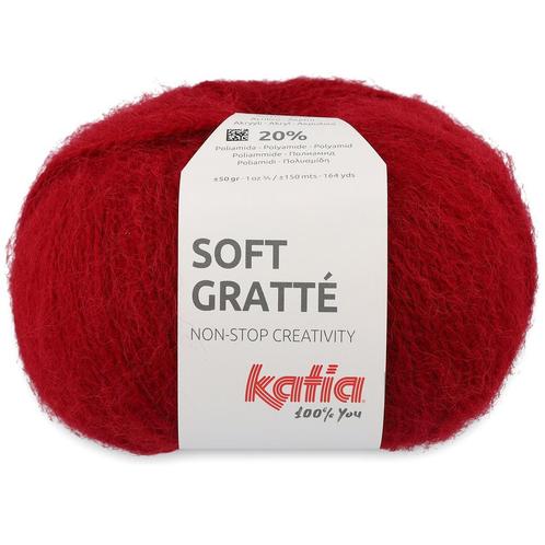 Katia Soft Gratté - 73 robijnrood - Mohair-Look Acryl Gare, Hobby en Vrije tijd, Breien en Haken, Ophalen of Verzenden