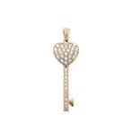 Gouden hanger van een sleutel hart met zirconia, Ophalen of Verzenden, Gebruikt, Goud, Overige merken