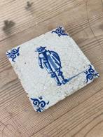 Tegel - Antieke Delfts blauwe tegel met een edelman in