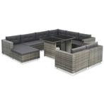 vidaXL 10-delige Loungeset met kussens poly rattan grijs, Meer dan 8 zitplaatsen, Nieuw, Loungeset, Verzenden