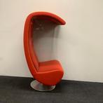 akoestische belstoel met glazen zijwanden, oranje - chroom, Huis en Inrichting, Fauteuils, Ophalen of Verzenden, Gebruikt, Stof