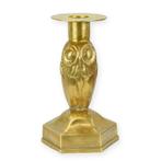 Bronzen art deco kandelaar van een uil, Verzenden