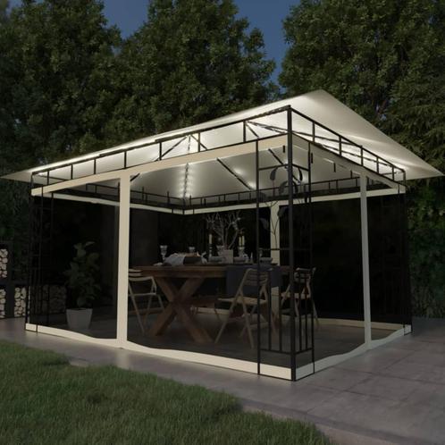 vidaXL Prieel met klamboe LED-lichtslinger 180 g/m² 4x3x2,73, Tuin en Terras, Partytenten, Nieuw, Verzenden