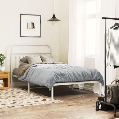 vidaXL Bedframe met hoofdbord metaal wit 100x190 cm, Huis en Inrichting, Slaapkamer | Bedden, 100 cm, 190 cm of minder, Wit, Eenpersoons
