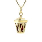 Gouden lantaarn hanger met bloedkoraal 14 krt, Ophalen of Verzenden, Nieuw