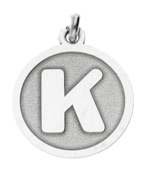 Zilveren Letter K rond mat en glans kettinghanger, Sieraden, Tassen en Uiterlijk, Kettinghangers, Verzenden