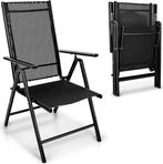 Tuinstoel - Ligstoel - Verstelbaar - Opvouwbaar - Zwart - Ti, Verzenden, Zo goed als nieuw