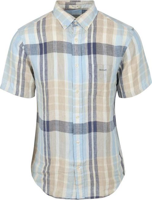 Gant Korte Mouwen Overhemd Linnen Ruiten Blauw maat L Heren, Kleding | Heren, Overhemden, Blauw, Nieuw, Verzenden