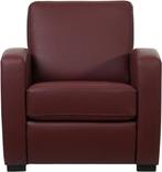 Leren fauteuil - Toledo Leer Bordeaux - Hout bruin, Huis en Inrichting, Fauteuils, Nieuw, Ophalen of Verzenden, Landelijk, 75 tot 100 cm