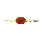 Gouden broche met carneool (vintage accessoire, vintage), Gebruikt, Overige kleuren, Ophalen of Verzenden, Met edelsteen