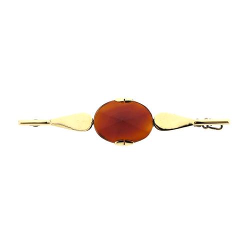 Gouden broche met carneool (vintage accessoire, vintage), Sieraden, Tassen en Uiterlijk, Broches, Overige kleuren, Gebruikt, Met edelsteen