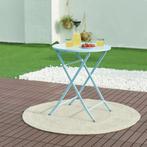 Klaptafel Sande tuintafel metaal rond 71xØ62 cm hemelsblauw, Tuin en Terras, Tuintafels, Verzenden, Nieuw