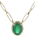 Halsketting - 14 karaat Geel goud - 2.16ct. tw. Smaragd -, Nieuw
