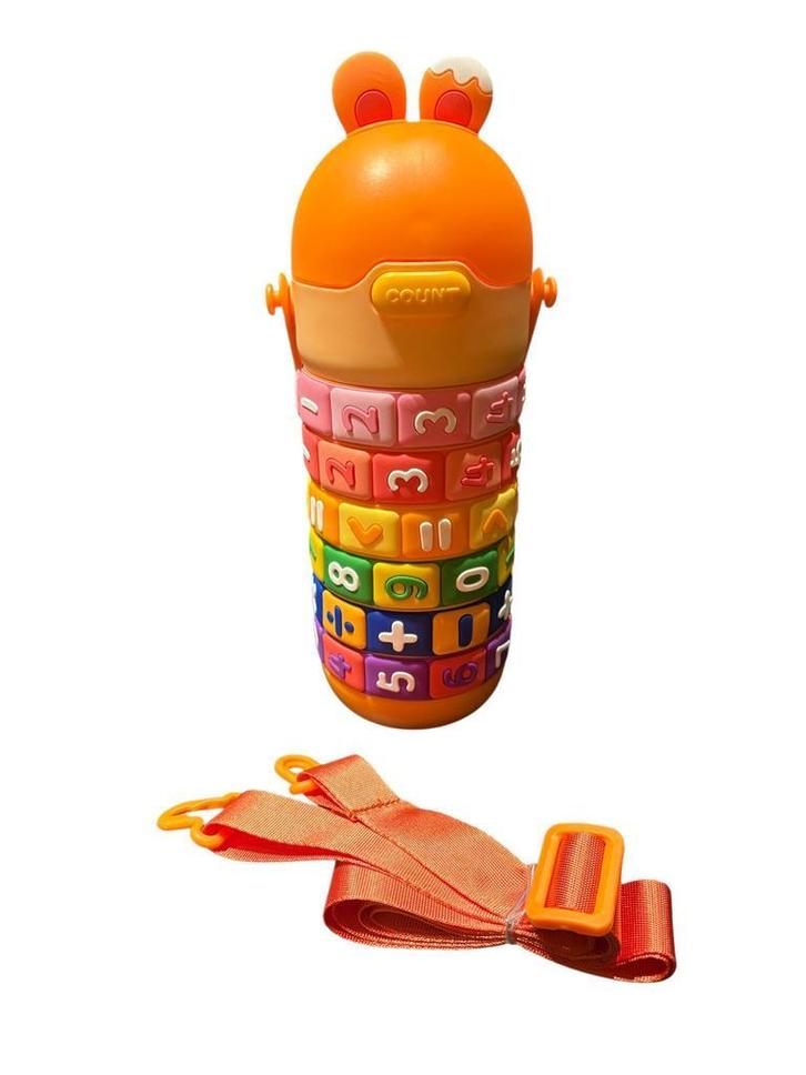 Drinkfles Kinderen 450 ml RVS met telraam. Back to school., Sport en Fitness, Bidons, Nieuw, Verzenden