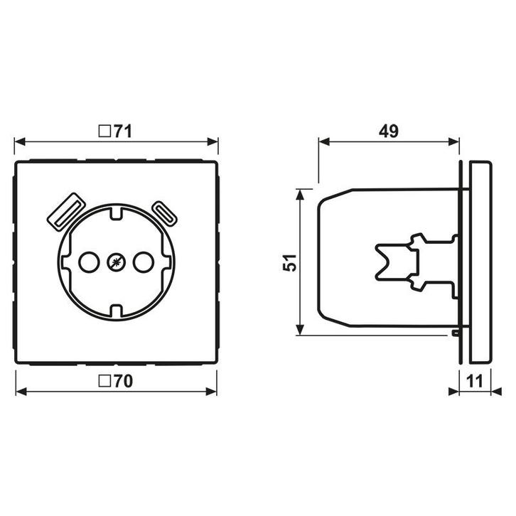 Jung Antiek Messing Wandcontactdoos Met USB A En C Poorten, Doe-het-zelf en Verbouw, Elektra en Kabels, Overige typen, Nieuw, Verzenden