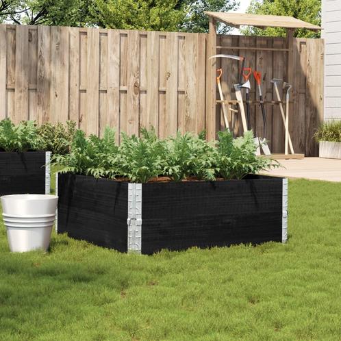 vidaXL Plantenbak 100x100 cm massief grenenhout zwart, Tuin en Terras, Bloembakken en Plantenbakken, Nieuw, Hout, Verzenden