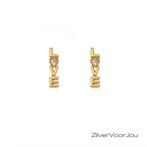 Gold plated 925 zilveren LOVE oorstekers witte zirkonia, Sieraden, Tassen en Uiterlijk, Oorbellen, Verzenden, Nieuw, Zilver