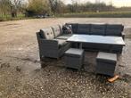 Prachtige diningeset met tafel met glasplaat, Zo goed als nieuw, Loungeset, Wicker, Bank