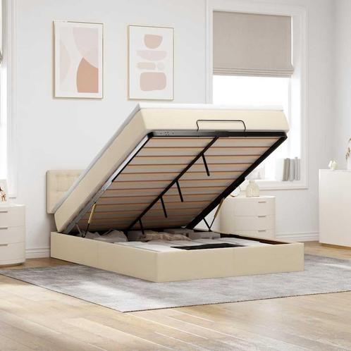 vidaXL Bed met matras 140x200 cm stof crèmekleurig, Huis en Inrichting, Slaapkamer | Bedden, 140 cm, 200 cm, Crème, Tweepersoons
