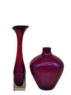 Åseda Glasbruk – Zwei Vasen – Rubinrotes Glas – Schweden -