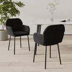 vidaXL Eetkamerstoelen 2 st fluweel zwart, Huis en Inrichting, Stoelen, Verzenden, Nieuw, Zwart
