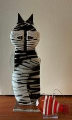 Maciej Habrat - Figuur - Kat met vis (2) - Gefuseerd opaal, Antiek en Kunst