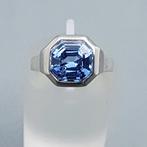Zilver, Art Deco - Ring - Blauwe Spinel (Getest!)
