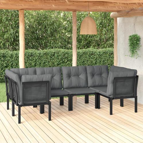 vidaXL 6-delige Loungeset poly rattan zwart en grijs, Tuin en Terras, Tuinsets en Loungesets, Loungeset, Nieuw, Rvs, Verzenden