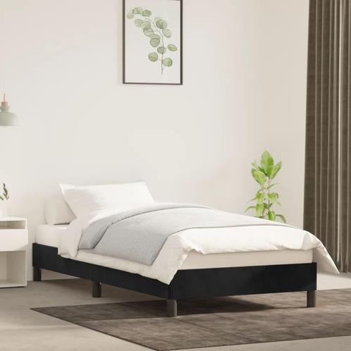 Bedframe 90x200 Zwart Fluwelen Bekleding - OP=OP!, Huis en Inrichting, Slaapkamer | Bedden, 90 cm, 200 cm, Zwart, Eenpersoons