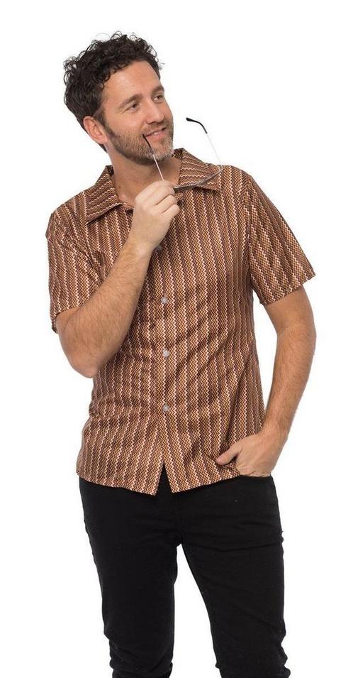 Tshirt Jaren 70 Bruin, Kleding | Heren, Carnavalskleding en Feestkleding, Nieuw, Verzenden