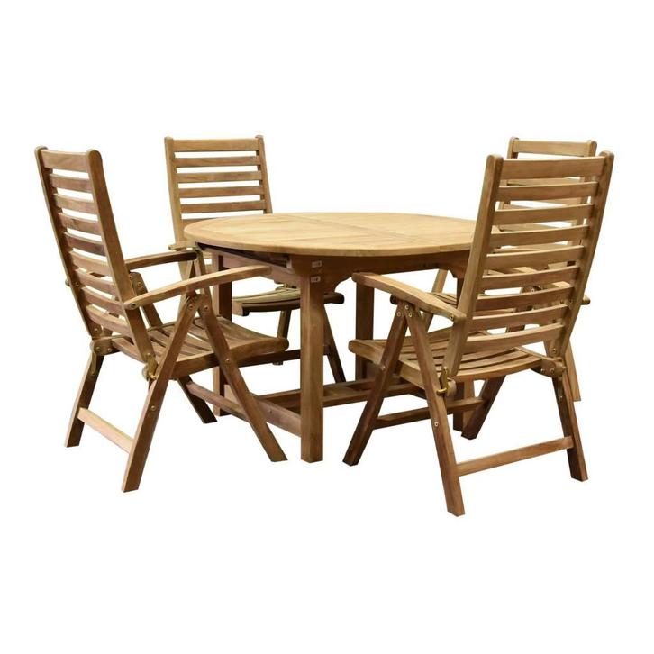 Arona Ovaal uitschuifbare dining tuinset 120-170x120xH76 cm, Tuin en Terras, Tuinsets en Loungesets, Nieuw, Teakhout, Ophalen of Verzenden