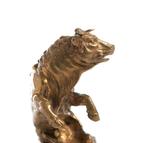 sculptuur, Touro em bronze dourado - 16.5 cm - Brons,